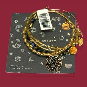 Alex and Ani Gold and Black Charm Bracelet Set